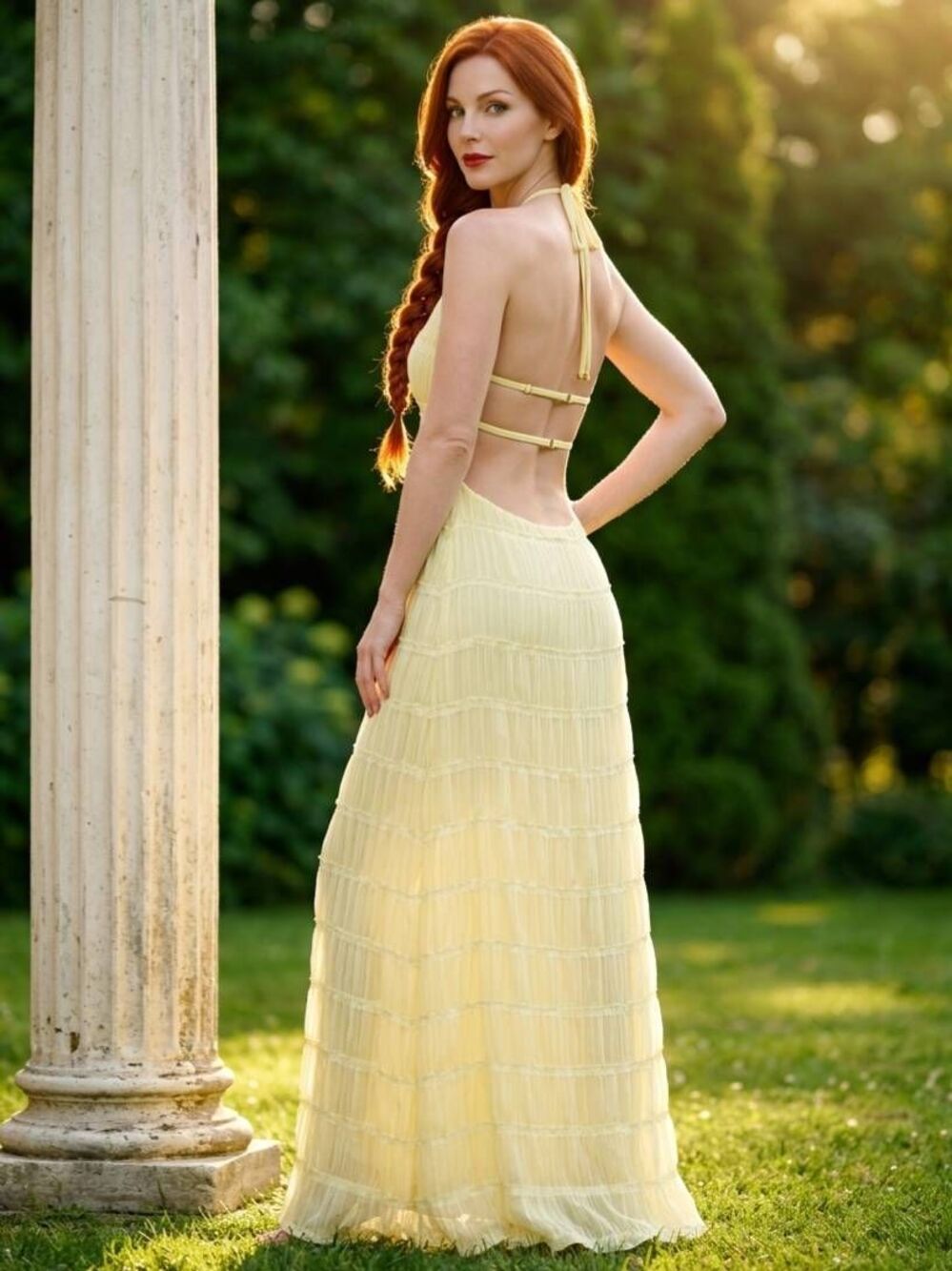 ☔️🔥NWT Yellow Smocked Halter Neck Backless Dress Small